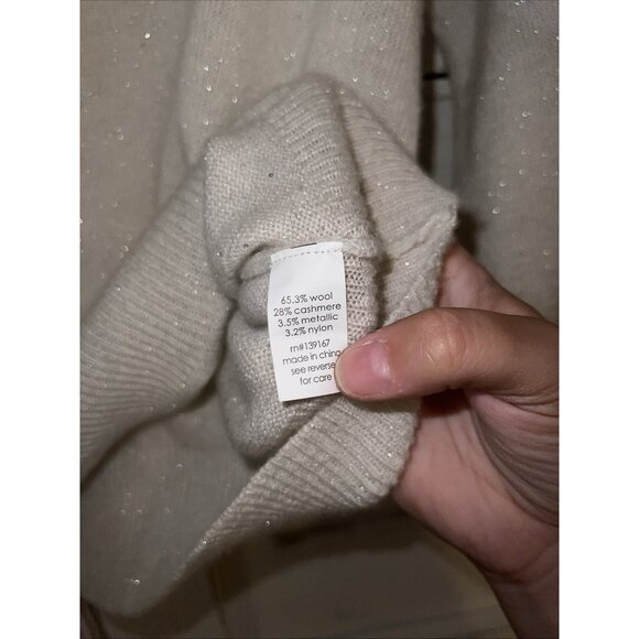 27 Miles Cashmere Wool Sweater Ivory Silver Crew Neck Relaxed Long Sleeve XS - Picture 8 of 10